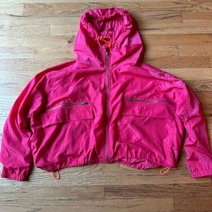 Anthropologie cropped windbreaker hot pink
